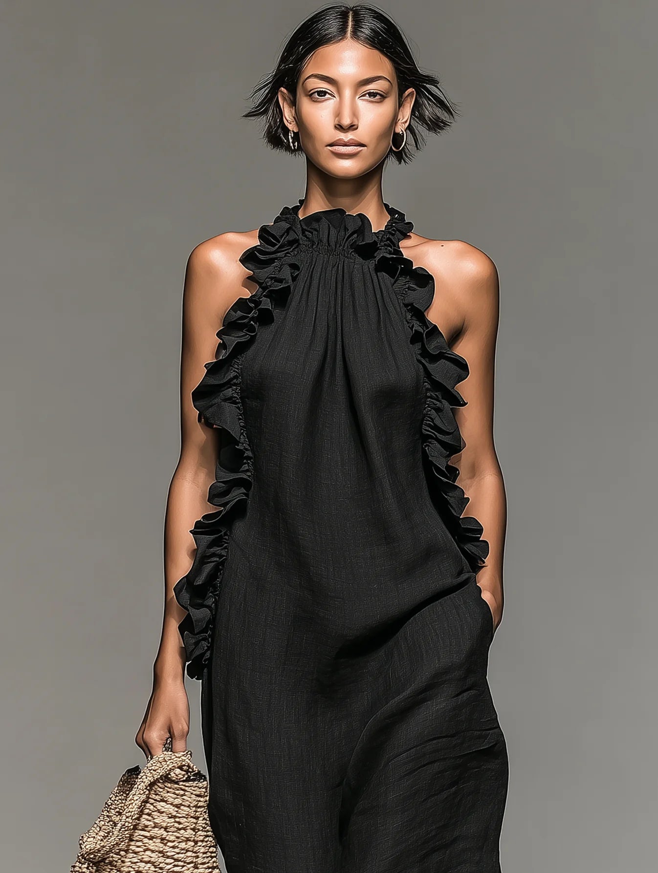 ALIETTE – FLOWY MAXI DRESS WITH RUFFLES AND POCKETS