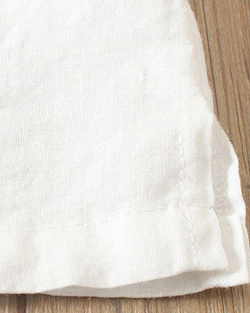 Miranda linen-look T-shirt in white, close-up of hem and side slit