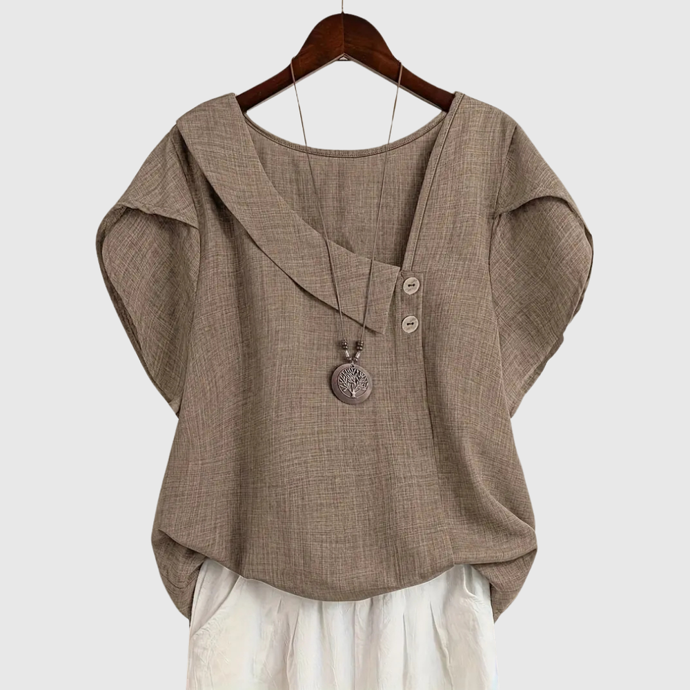 MARCELLINE | ASYMMETRICAL NECKLINE BLOUSE