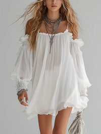 MÉLUSINE | FLOWING BOHO OFF-SHOULDER MINI DRESS