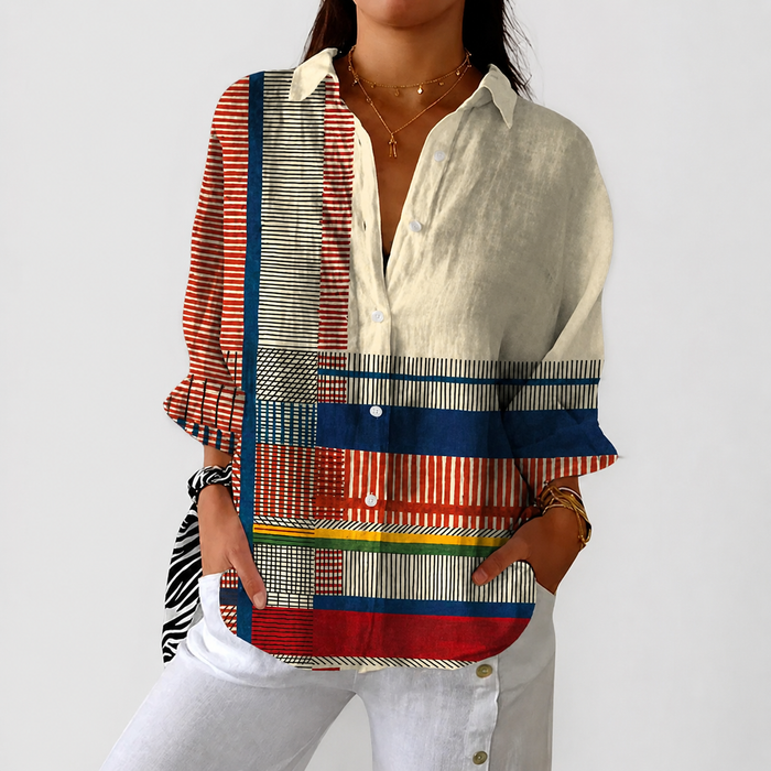LIVIA™ – COLOURFUL PATCHWORK BLOUSE