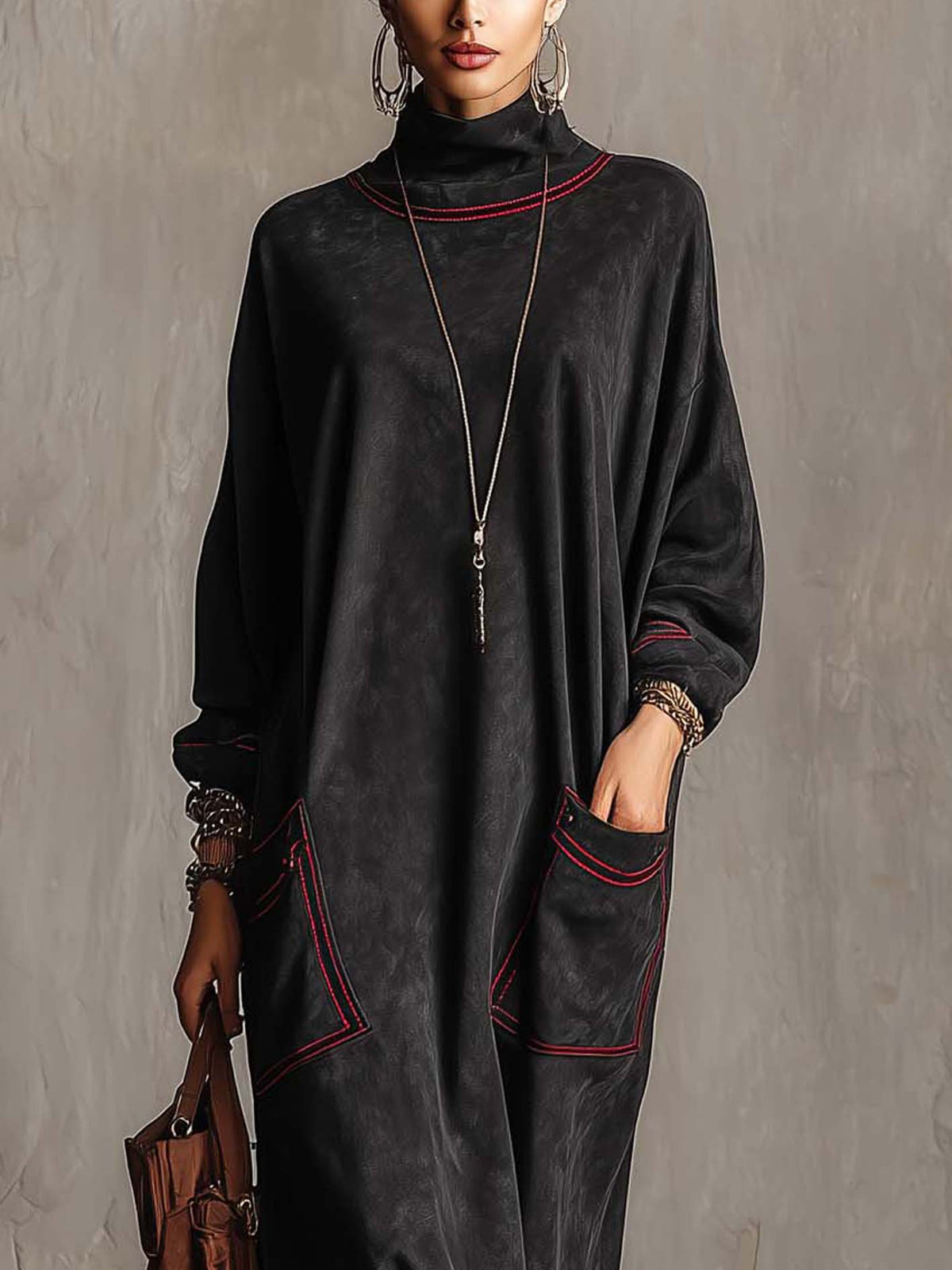 Cynthia contrast-stitch faux suede maxi dress, view 3