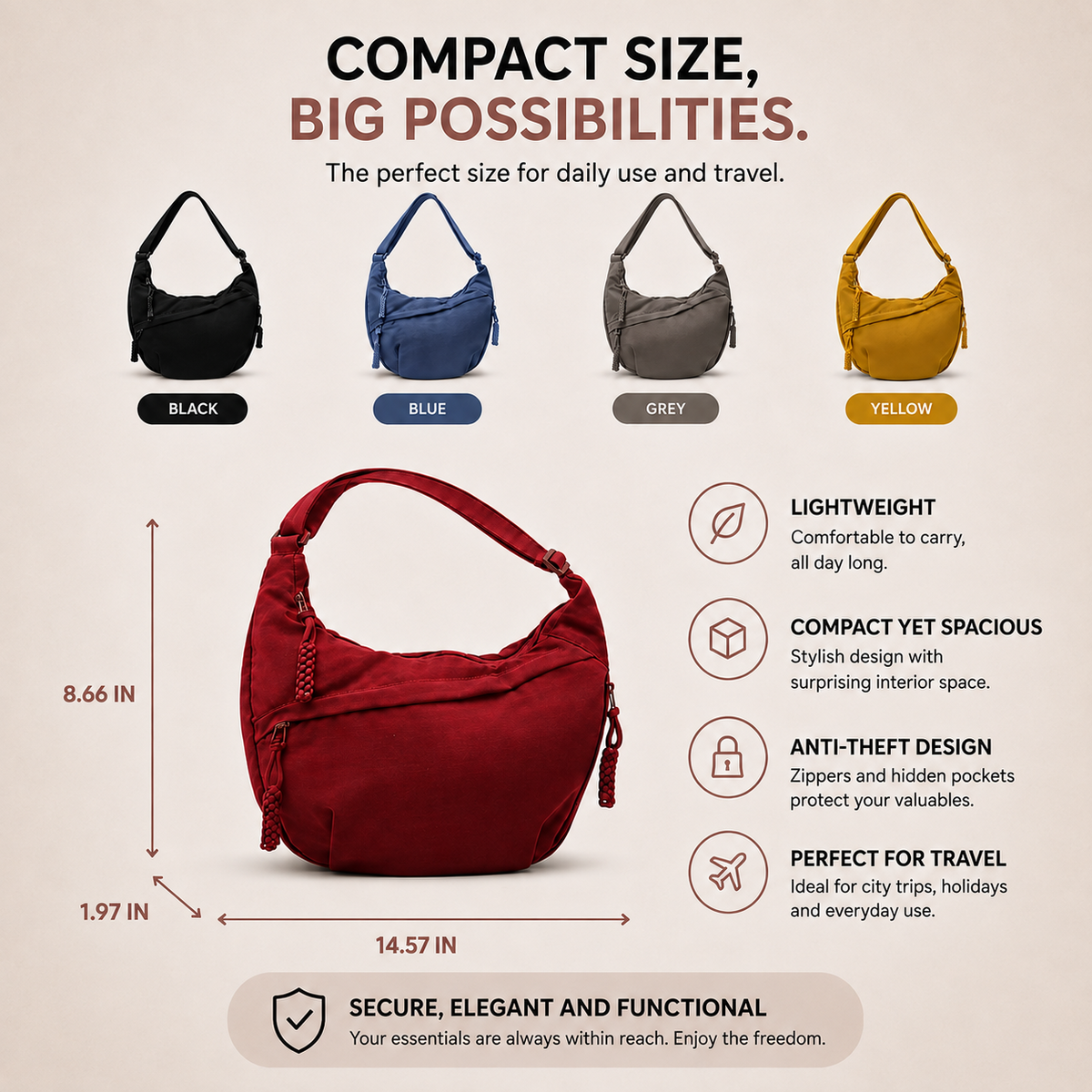 Rosalie | Burgundy Shoulder Bag