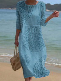 Women's Embroidered Casual Dress – Blue