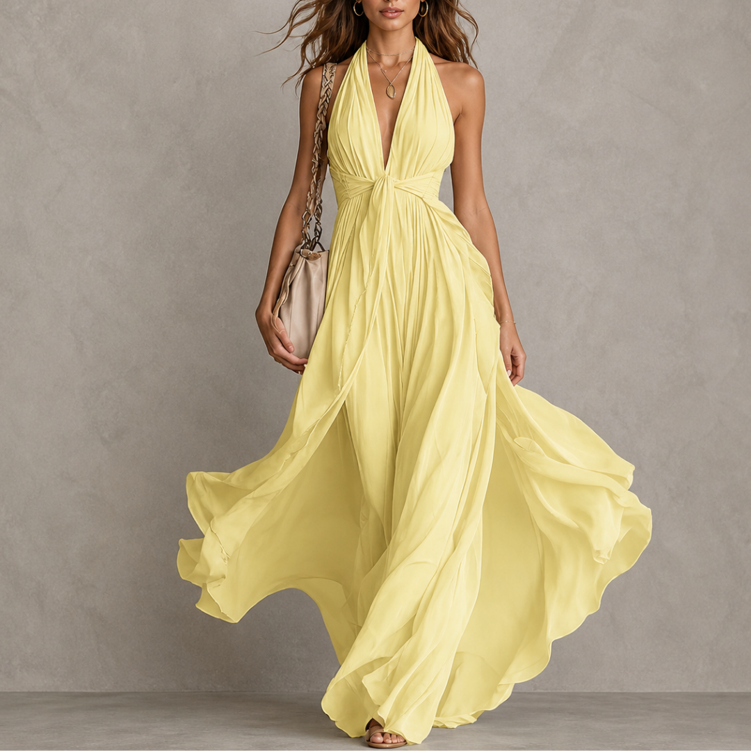 LIORA™ | Halter Chiffon Maxi Dress