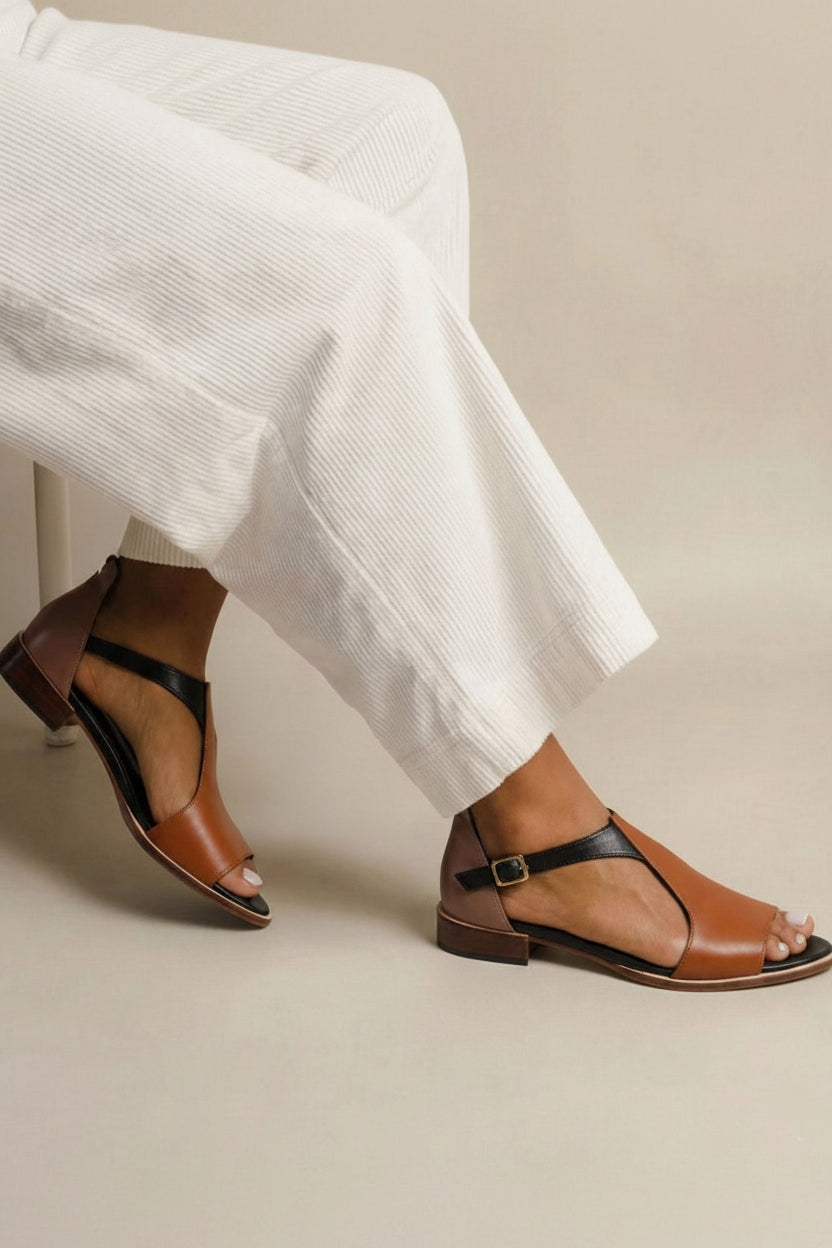 Brown Summer Sandals with Ankle Strap