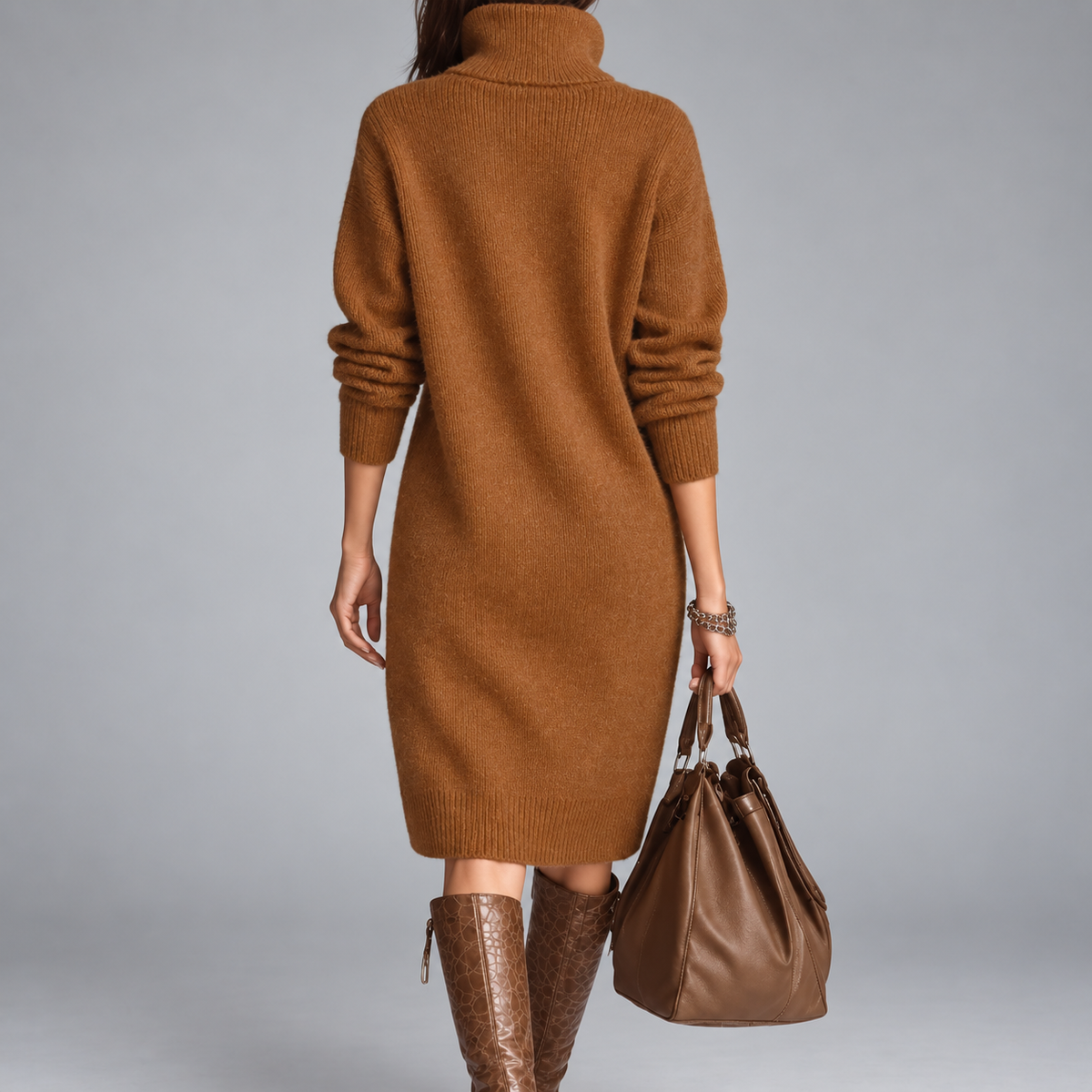 EFFIE | BUTTONED COLLAR KNIT MIDI DRESS