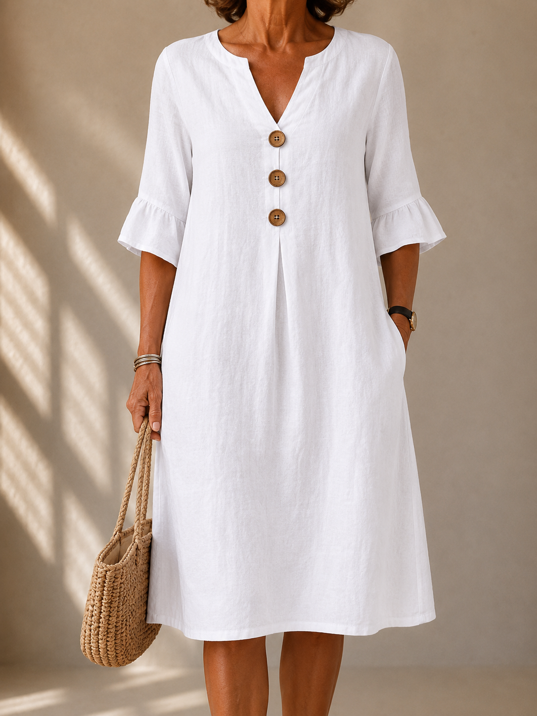 LIORA LONDON | BUTTONED BELL-SLEEVE DRESS NICOLE