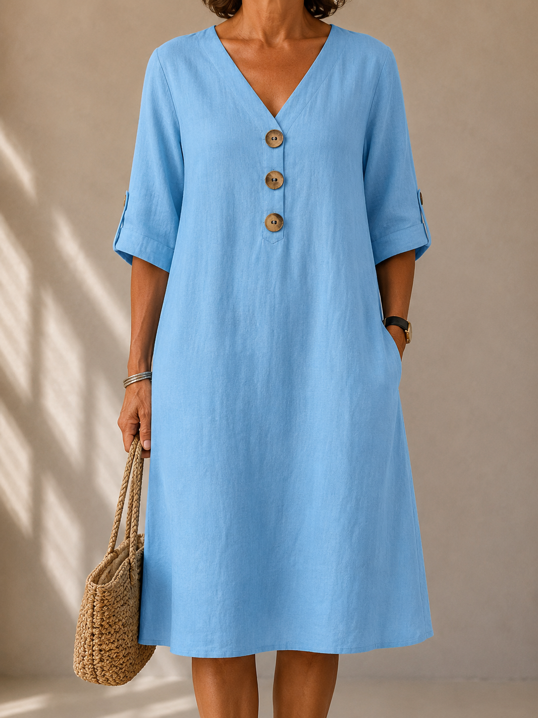LIORA LONDON | BUTTONED ADJUSTABLE-SLEEVE DRESS MARIE