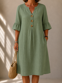LIORA LONDON | BUTTONED FLARED-SLEEVE DRESS VÉRONIQUE