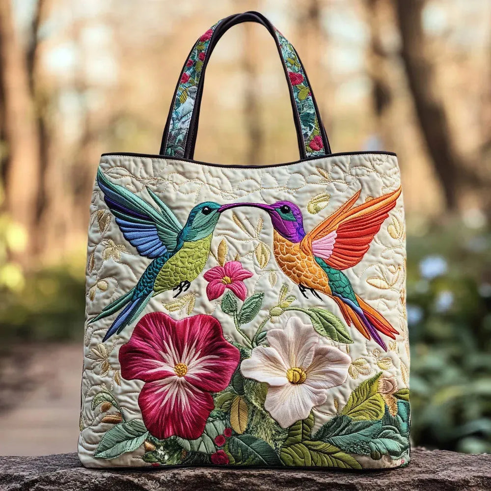 Handcrafted Bag | Hummingbird and White Flowers