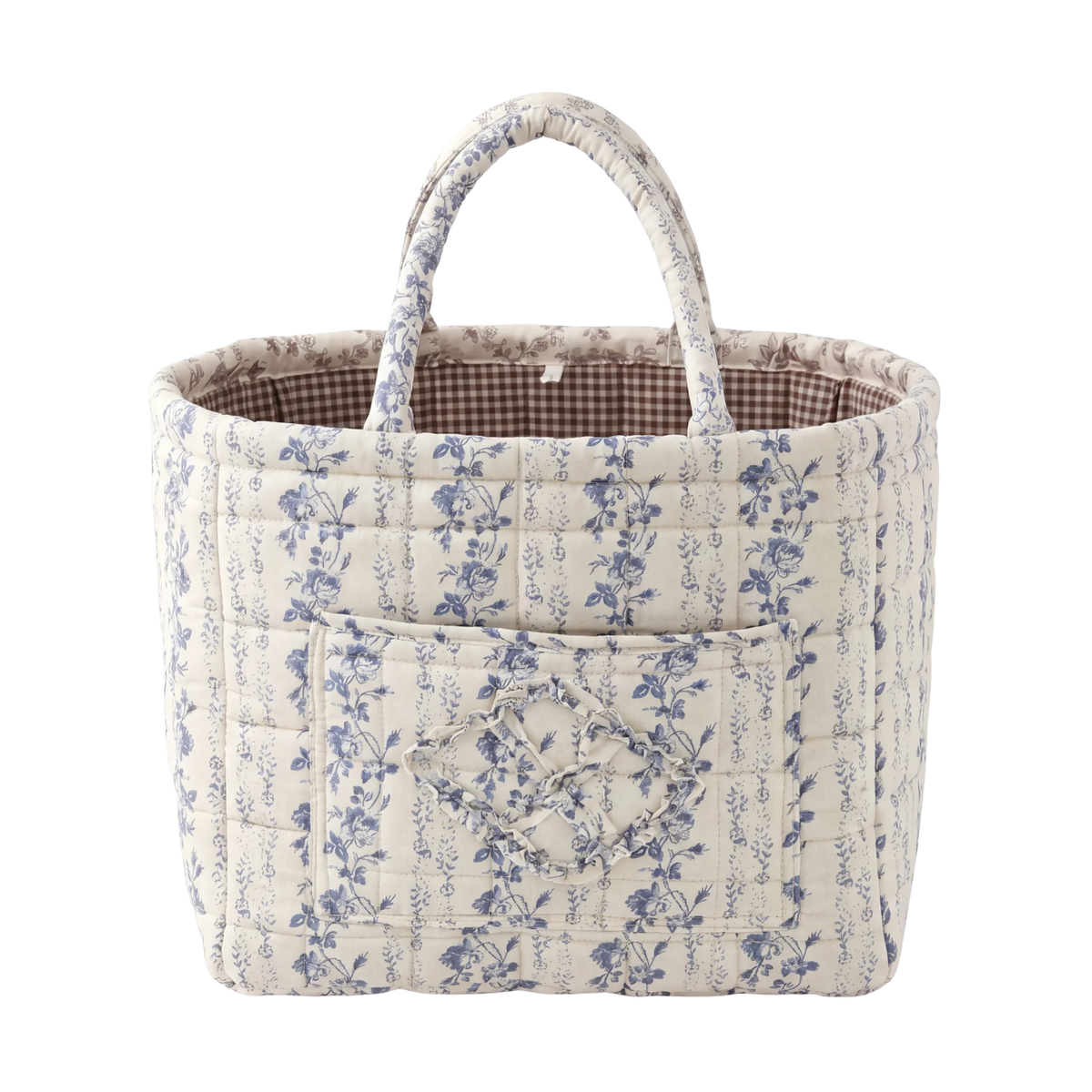 Ivy quilted everything basket in Blue Vine, front view