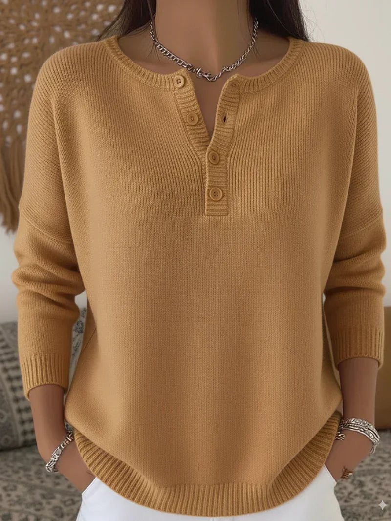 HELENA | HENLEY-BUTTON KNIT JUMPER