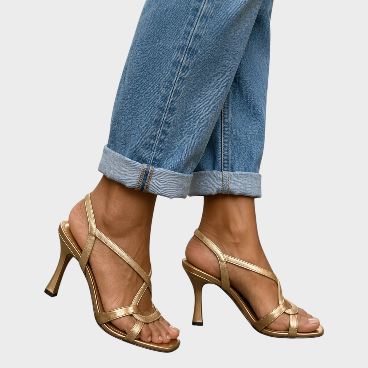 Margot | Gold Strappy Heeled Sandals