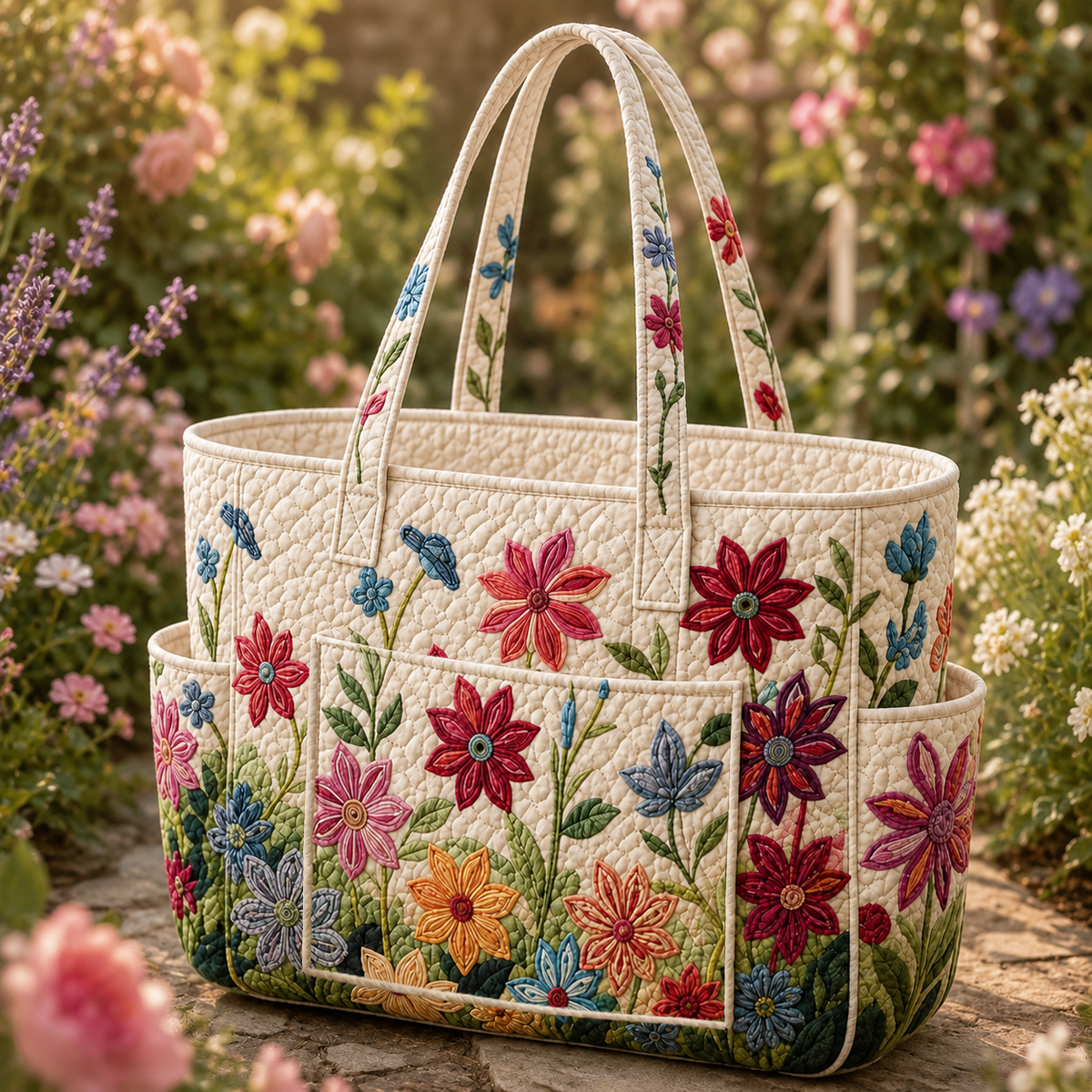 Estelle | Flower Field Quilted Tote Bag