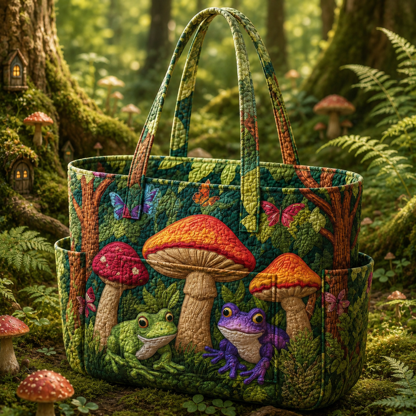 Rosalie | Mushroom Garden Quilted Tote Bag