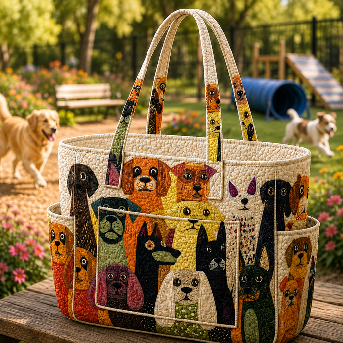 Zoé | Whimsical Dog Quilted Tote Bag