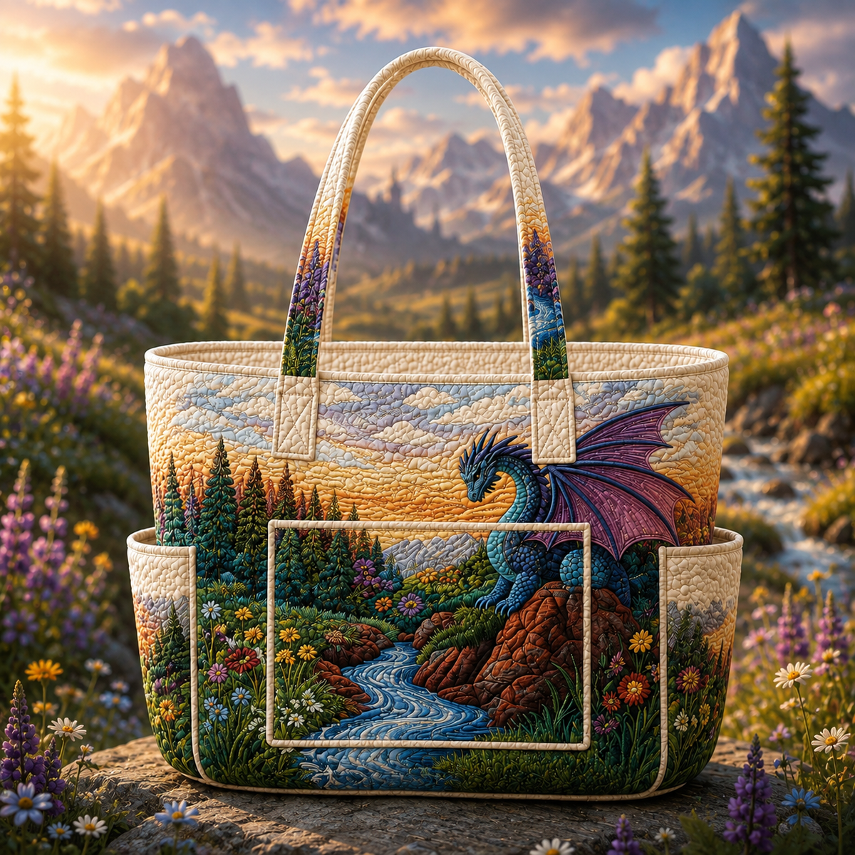 Mélanie | Mystical Dragon Quilted Tote Bag