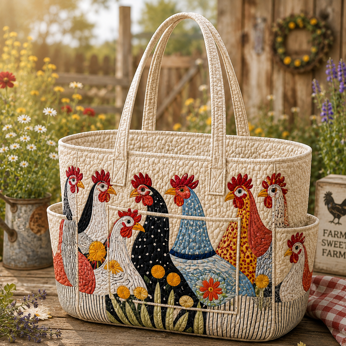 Agathe | Meadow Hen Quilted Tote Bag