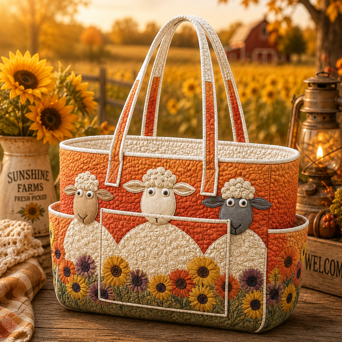 Florence | Whimsical Sheep Quilted Tote Bag
