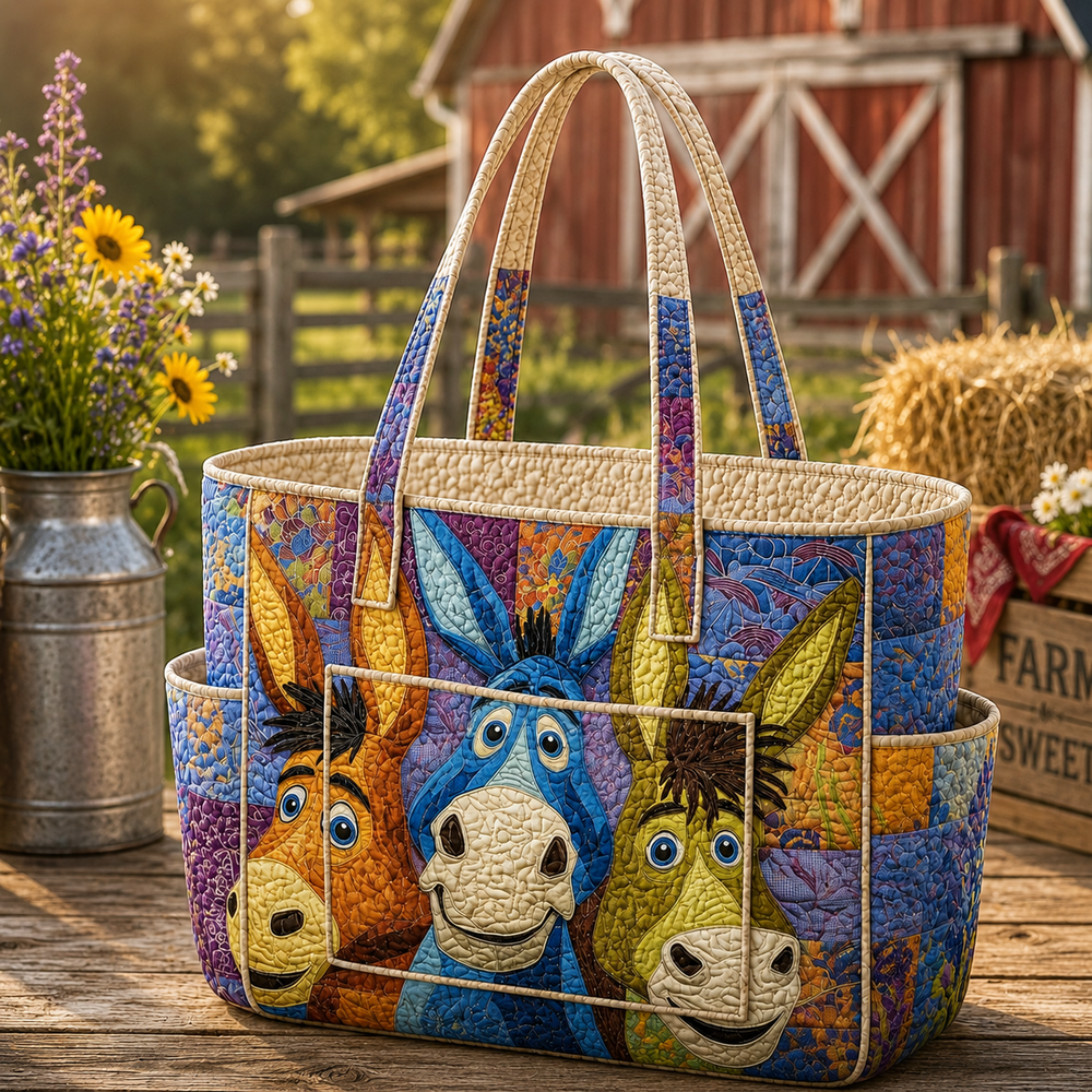Mathilde | Whimsical Donkeys Quilted Tote Bag