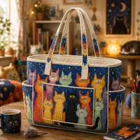 Léonie | Colorful Cat Quilted Tote Bag
