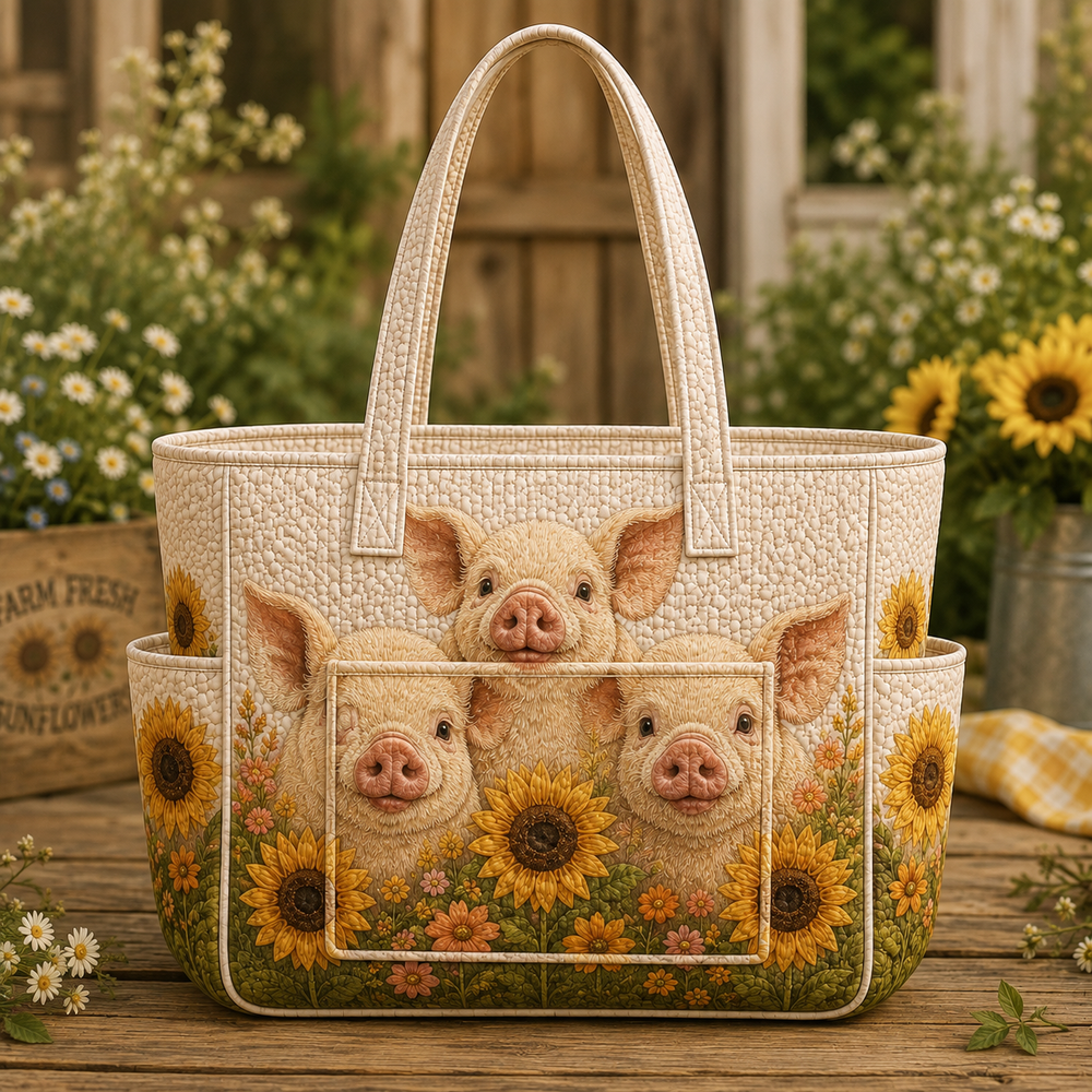 Capucine | Happy Little Pigs Quilted Tote Bag