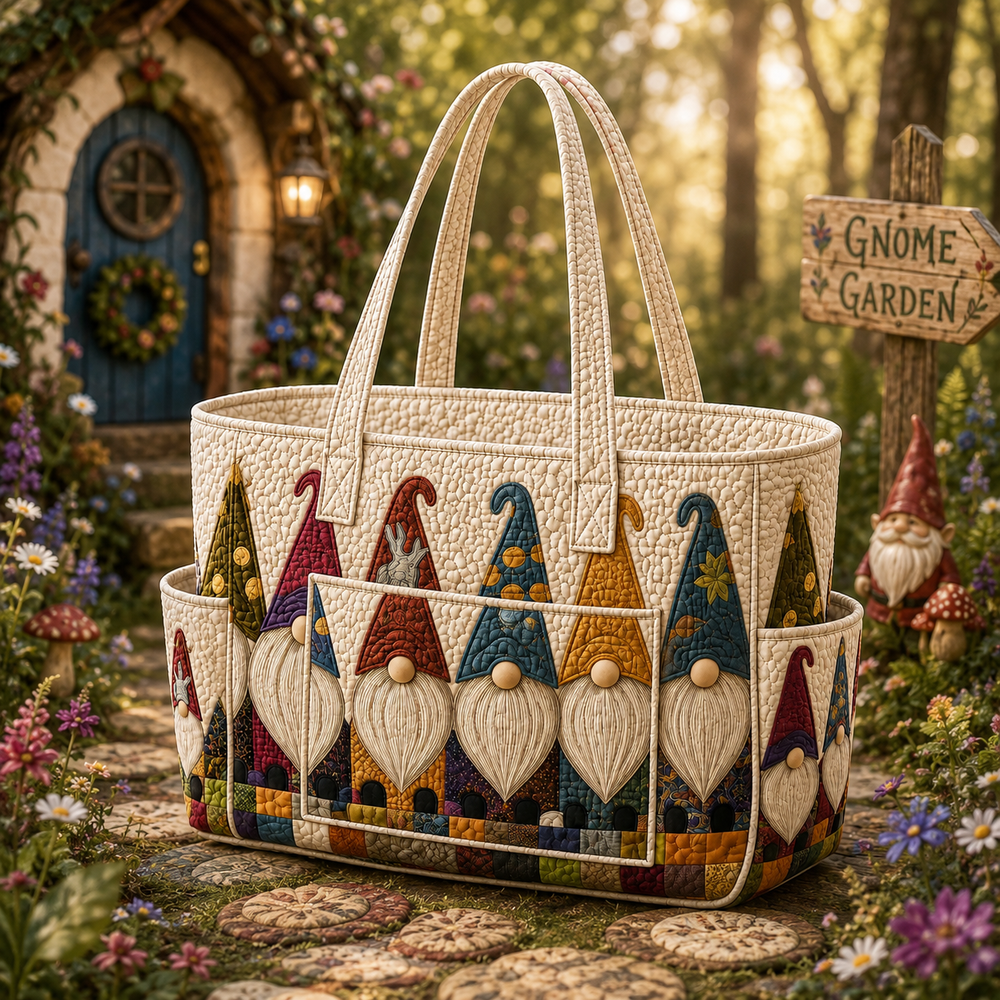 Madeleine | Adorable Gnomes Quilted Tote Bag