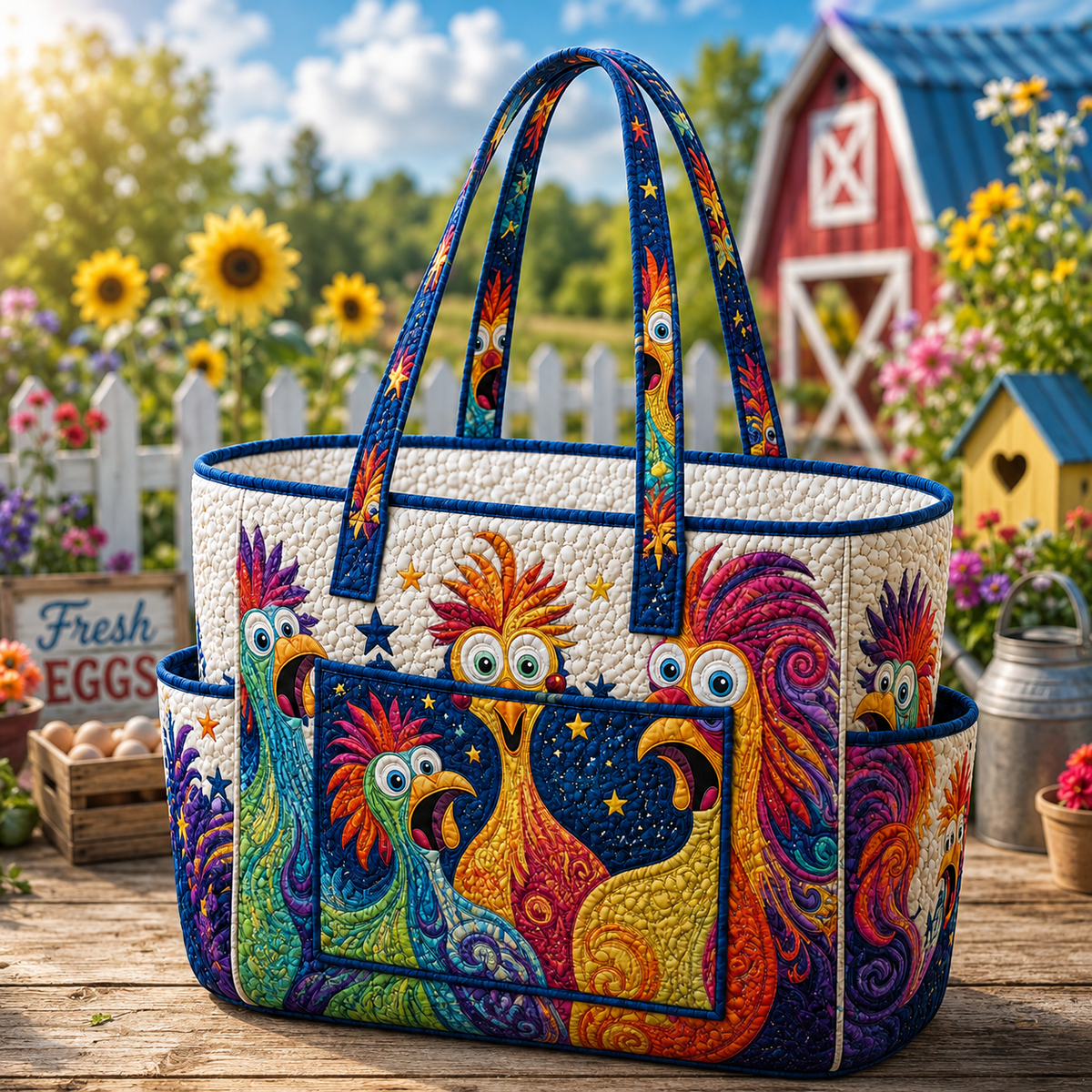 Nathalie | Hen Quilted Tote Bag