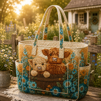Monique | Highland Cow Quilted Tote Bag