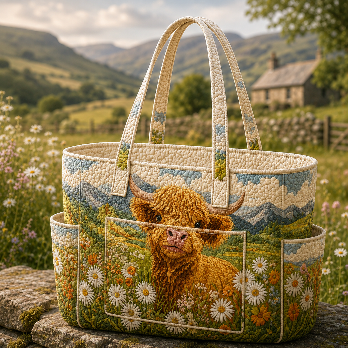 Jade | Highland Flowers Quilted Tote Bag