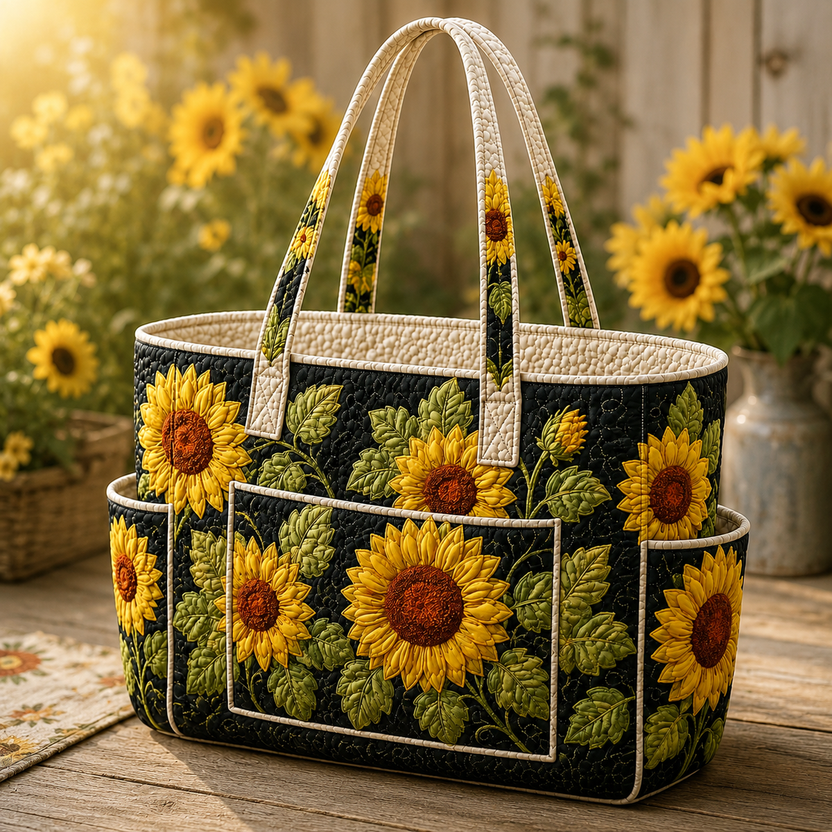 Suzanne | Sunflower Quilted Tote Bag