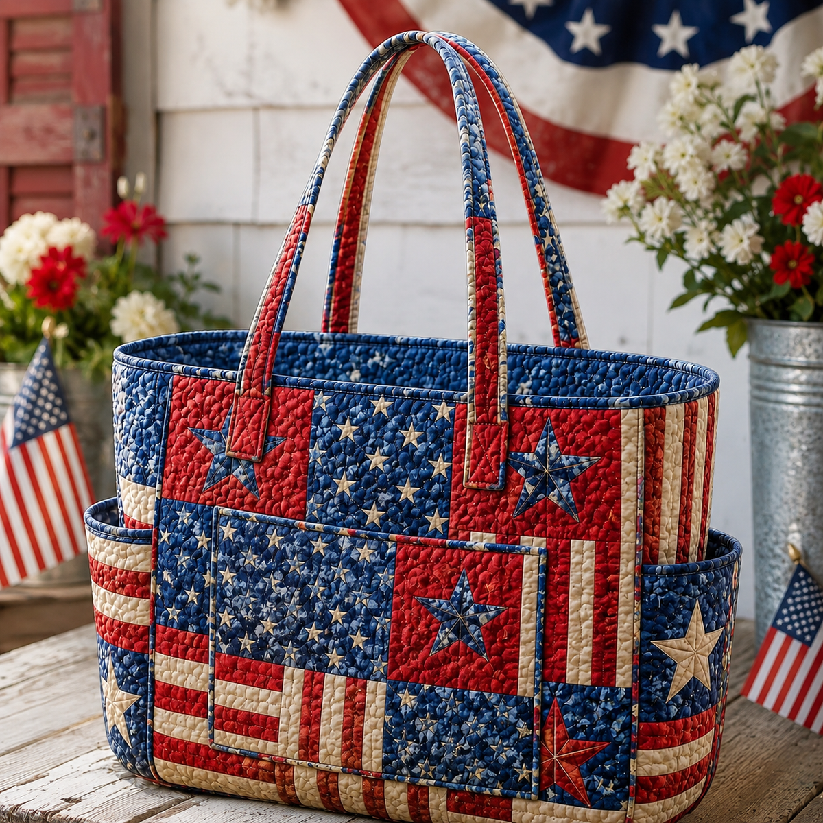 Brigitte | American Flag Quilted Tote Bag