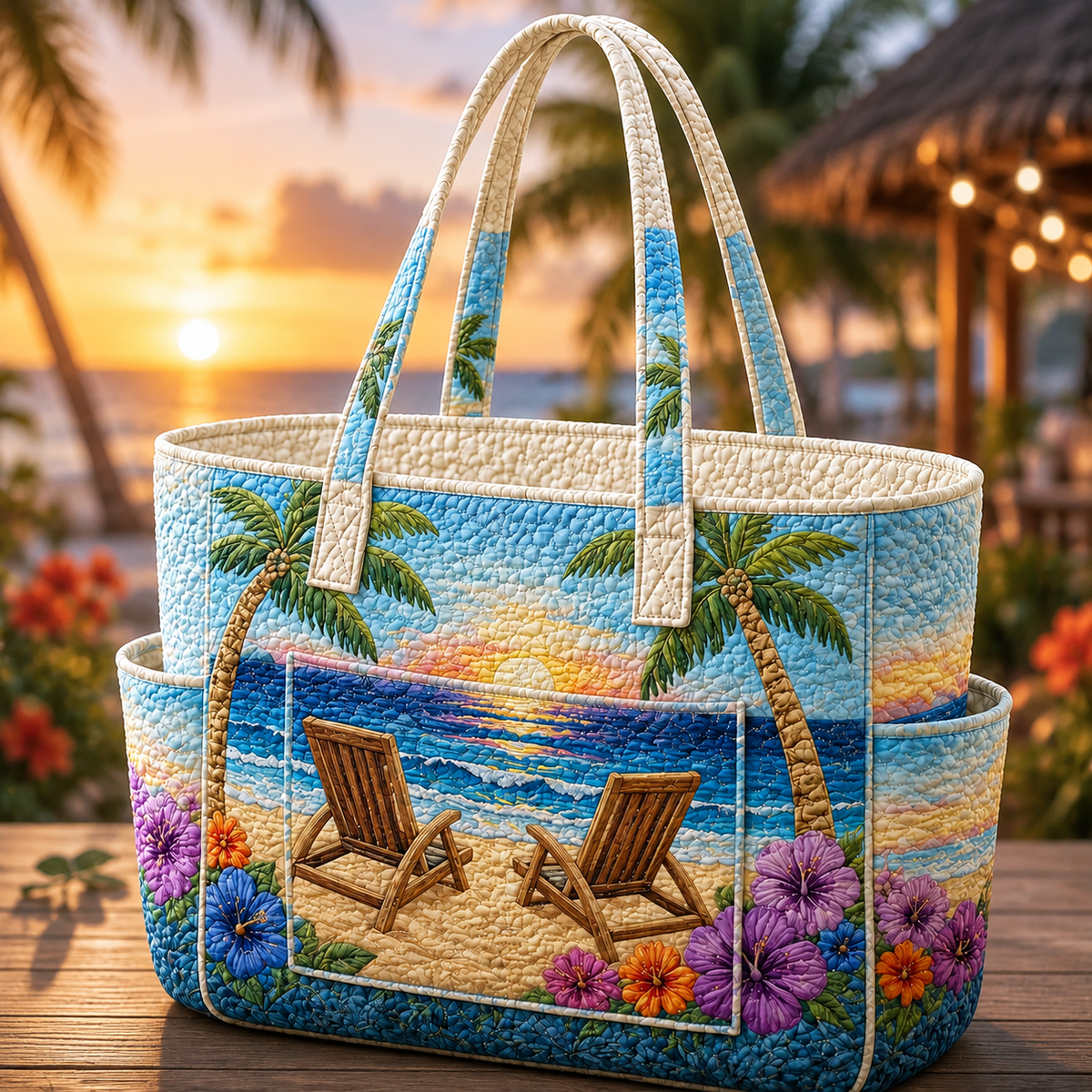 Isabelle | Palm Island Quilted Tote Bag