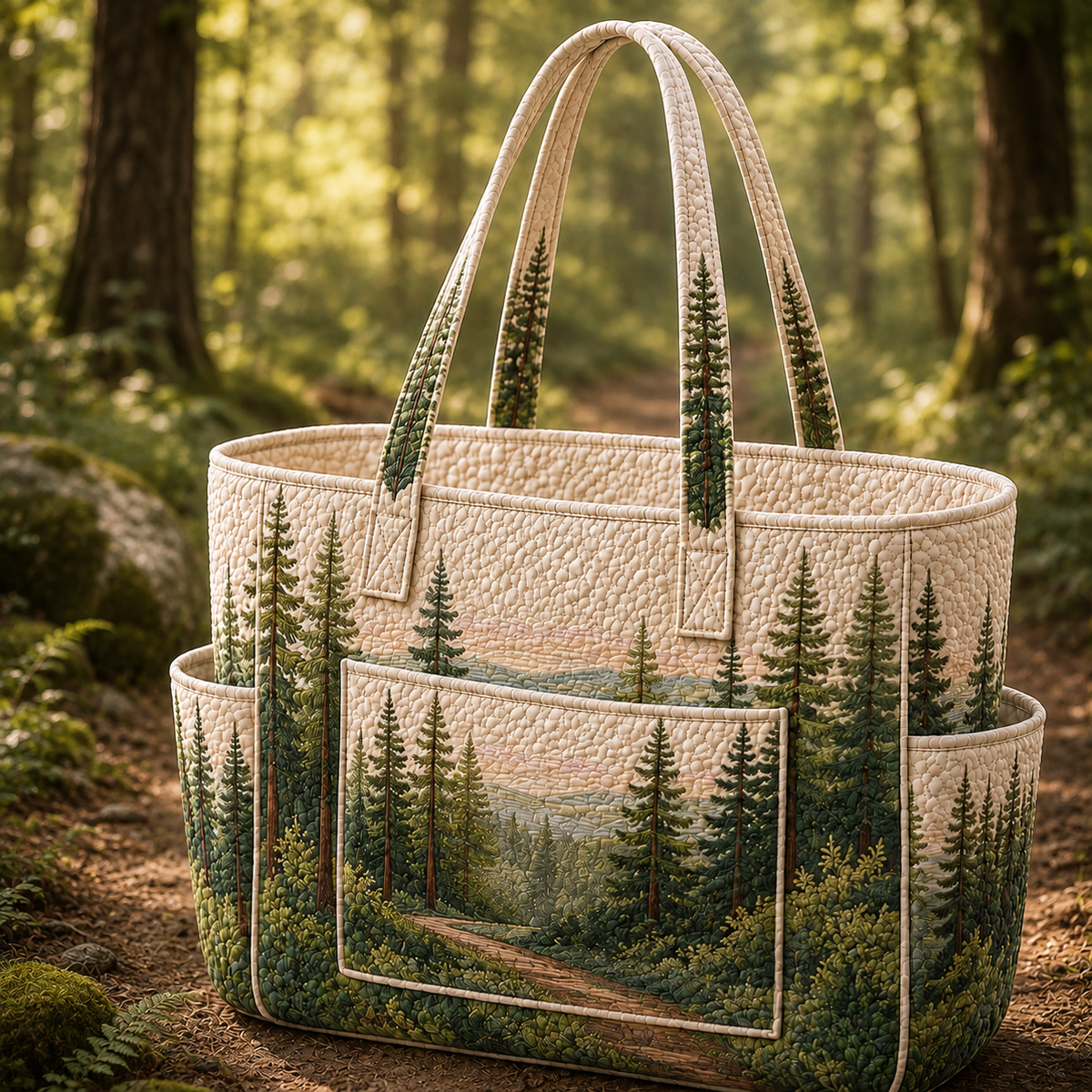 Sylvie | Forest Path Quilted Tote Bag