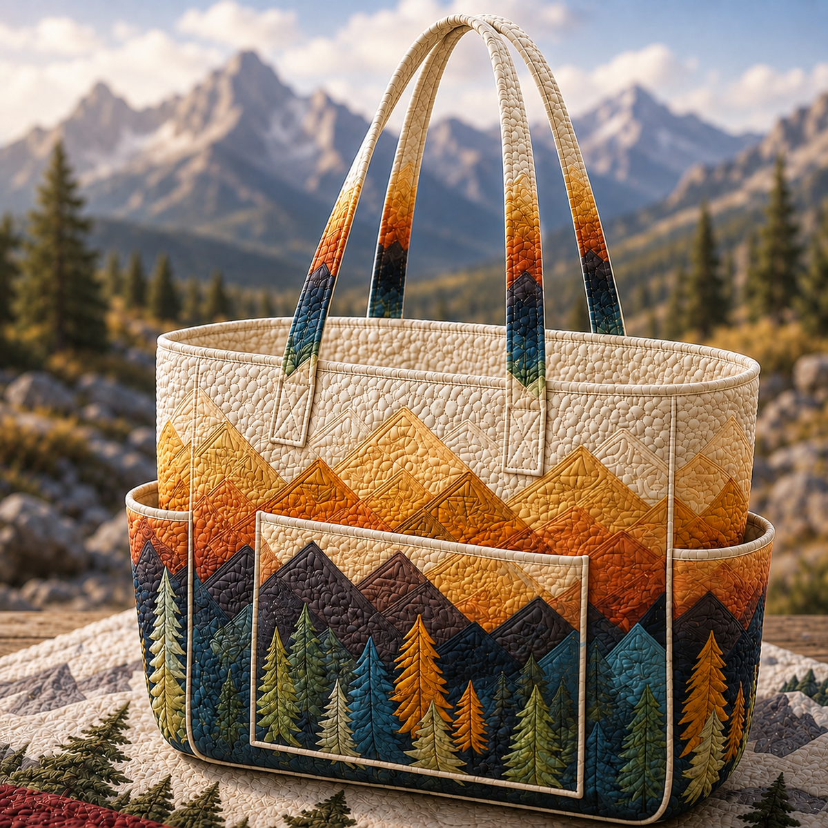 Aurore | Forest Landscape Quilted Tote Bag