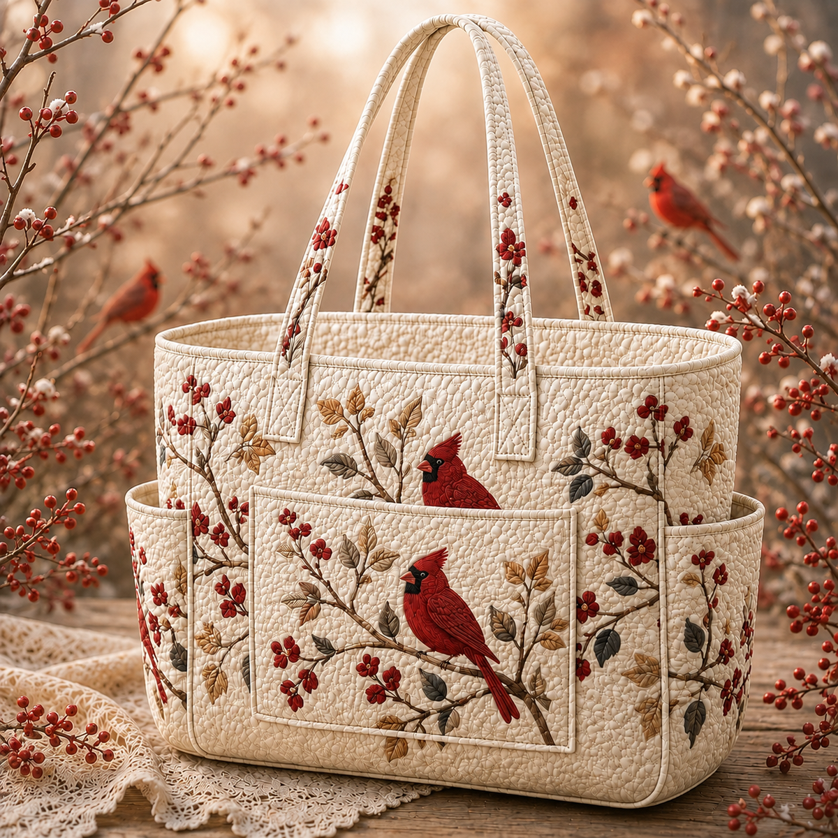 Émilie | Purple Leaves Quilted Tote Bag