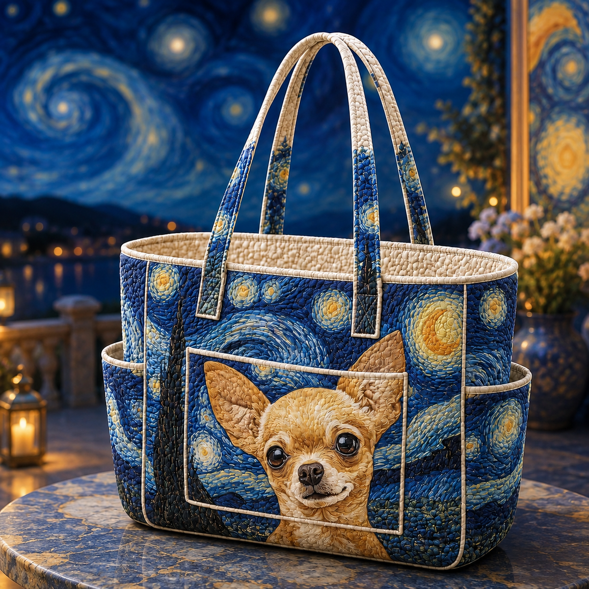Inès | Dreamy Chihuahua Quilted Tote Bag