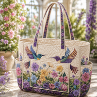 Maëlle | Elegant Hummingbird Quilted Tote Bag