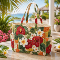 Hélène | Sunset Hibiscus Quilted Tote Bag