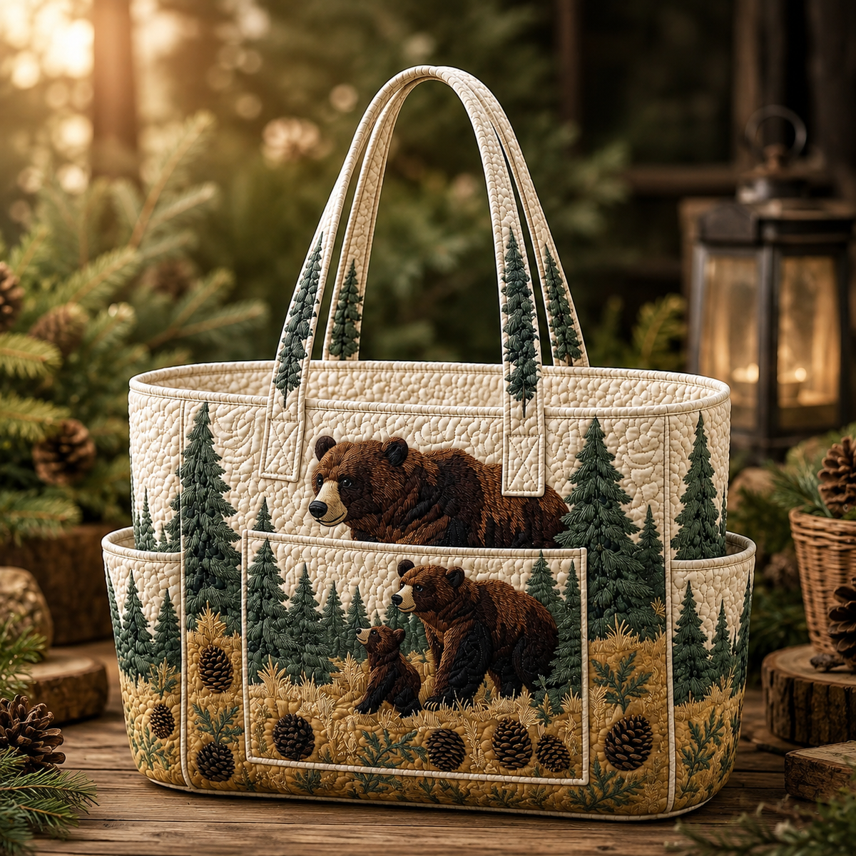Caroline | Woodland Animals Quilted Tote Bag