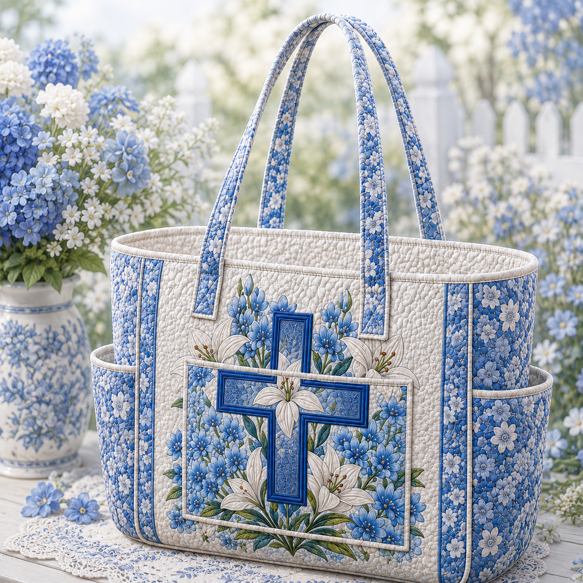 Marie | Christian Motif Quilted Tote Bag
