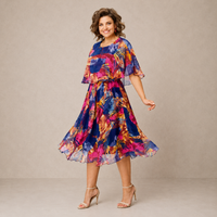 LIORA™ | Colorful Floral Midi Dress