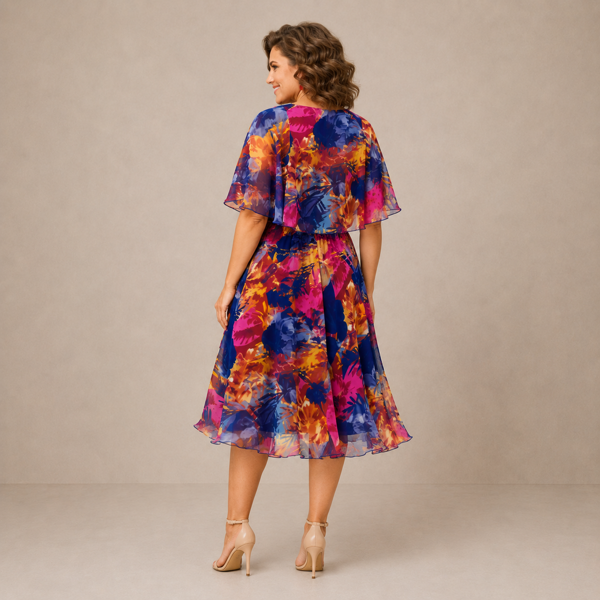 LIORA™ | Colorful Floral Midi Dress