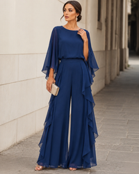 Lenorah | Two-Piece Cape-Sleeve and Ruffled-Skirt Set