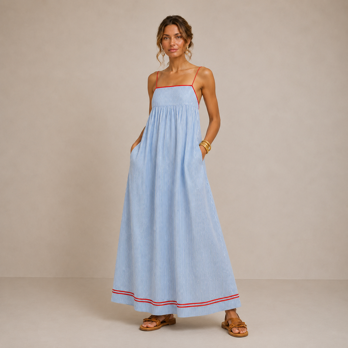 LIORA™ | Striped Maxi Dress