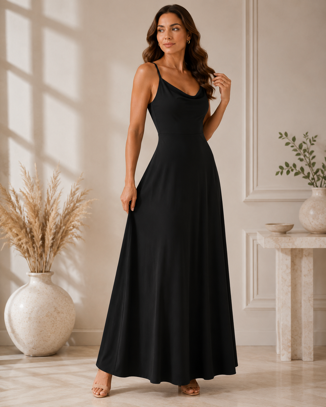 LIORA™ | Cowl-Neck Maxi Dress
