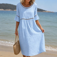 HÉLÈNE | TUMMY-FLATTERING LINEN MAXI DRESS