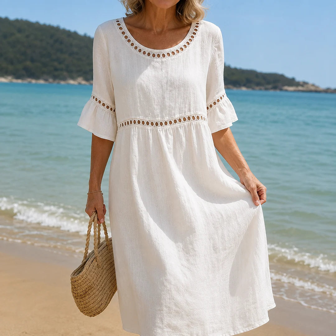 HÉLÈNE | TUMMY-FLATTERING LINEN MAXI DRESS