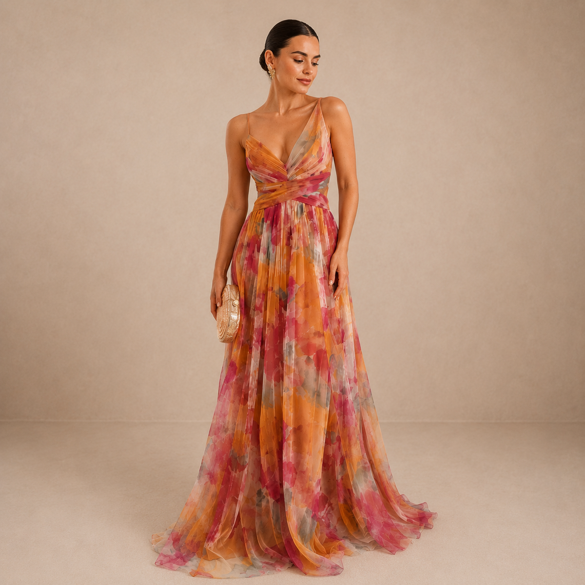 LIORA™ | Watercolor Chiffon Maxi Dress